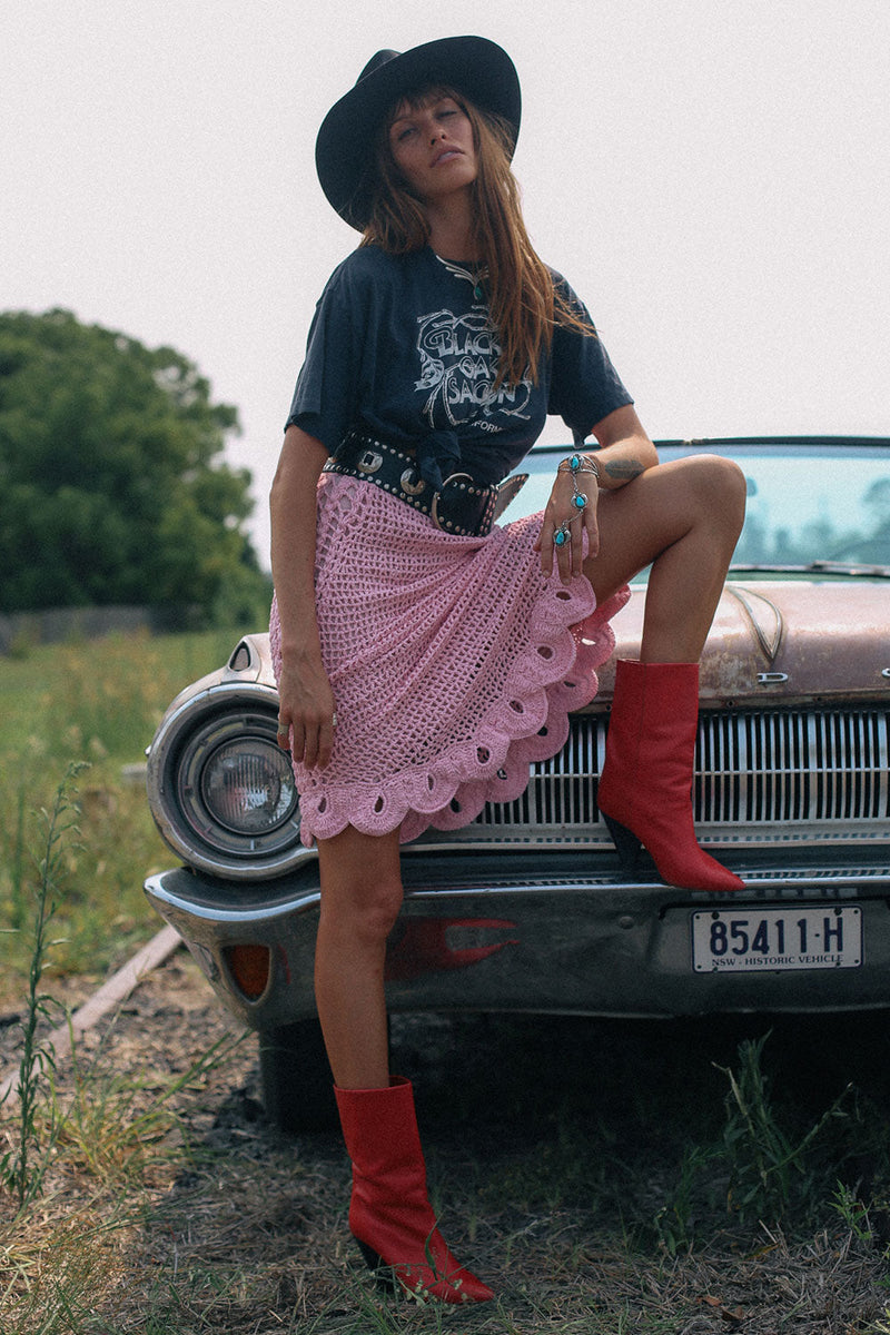 Pink Moon Crochet Midi Skirt - Chasing Unicorns