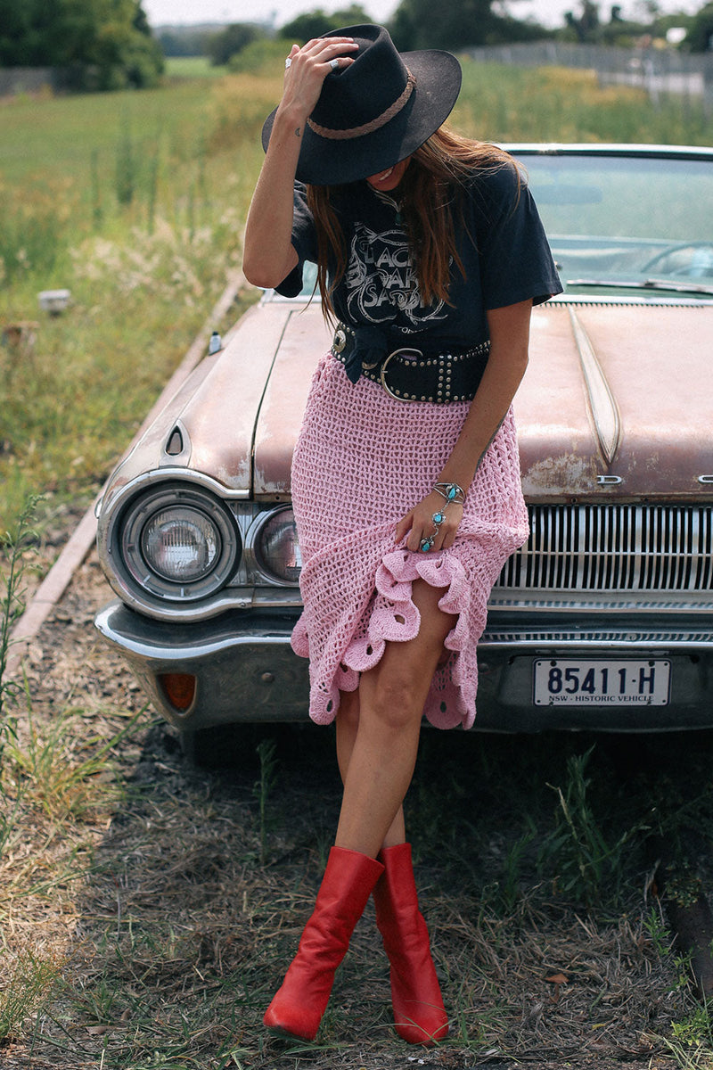 Pink Moon Crochet Midi Skirt - Chasing Unicorns