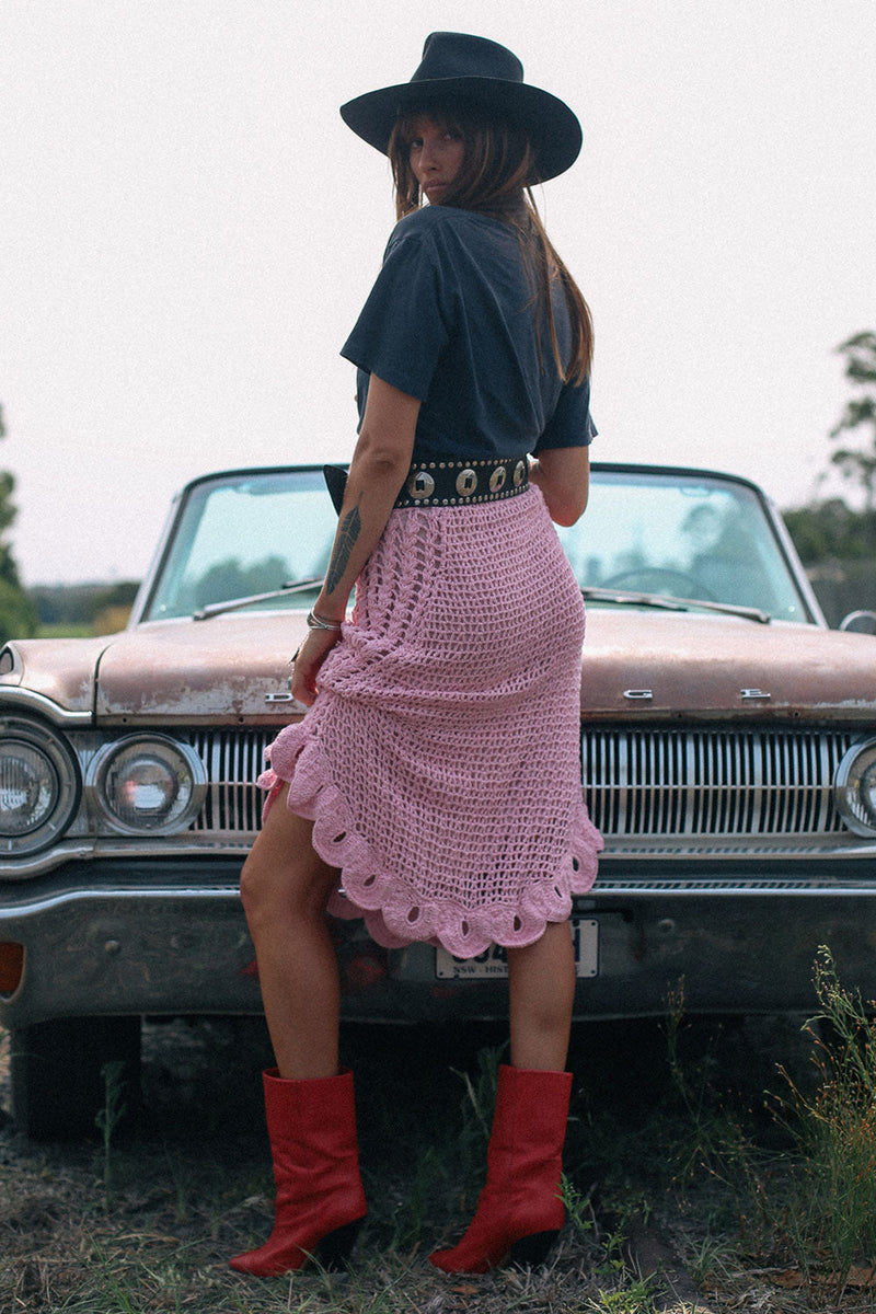 Pink Moon Crochet Midi Skirt - Chasing Unicorns
