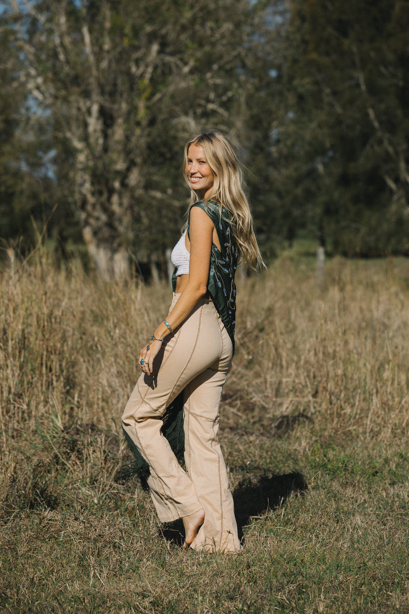 Play With Fire Embroidered Twill Flares - Chasing Unicorns