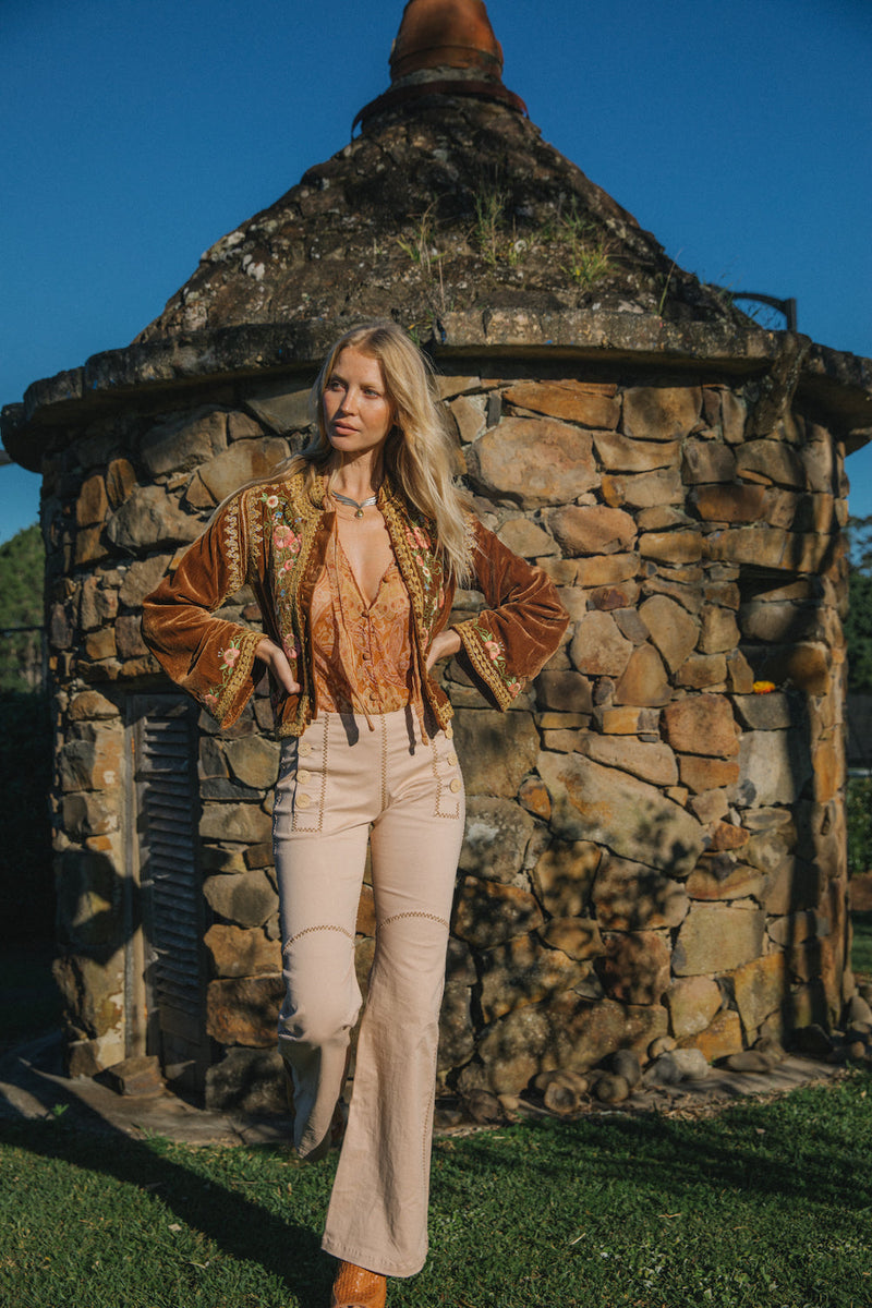 Play With Fire Embroidered Twill Flares - Chasing Unicorns