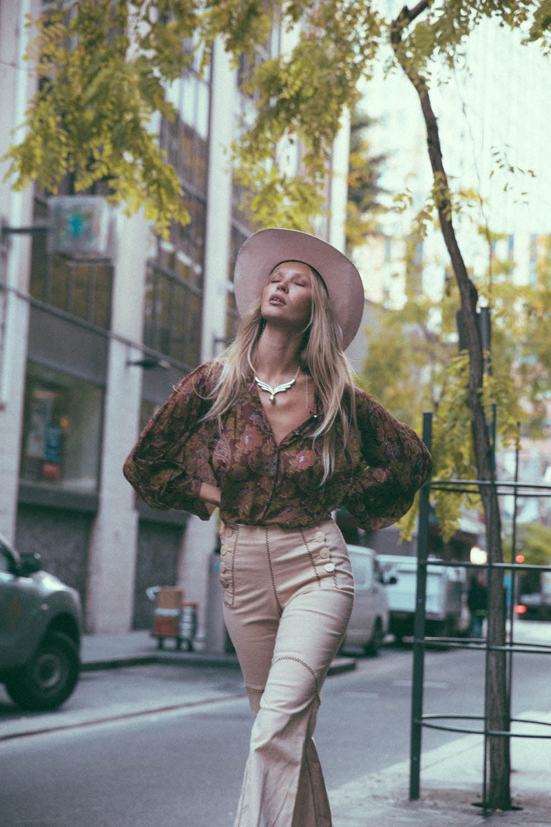 Play With Fire Embroidered Twill Flares - Chasing Unicorns