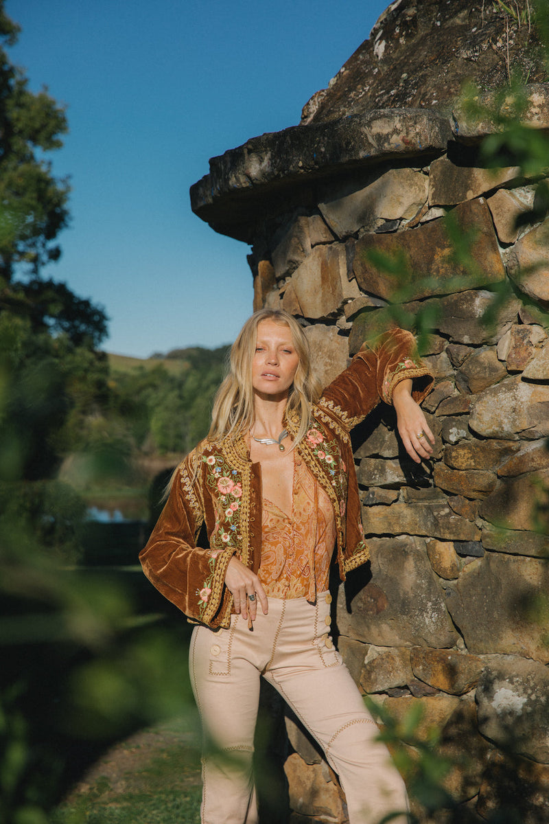 Play With Fire Embroidered Twill Flares - Chasing Unicorns