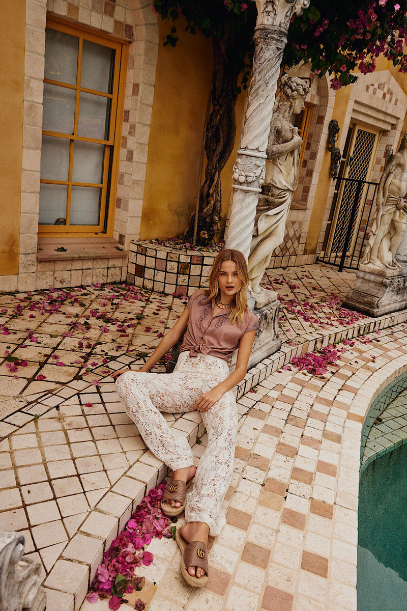 Pure Love Cutwork Embroidered Blouse - Mauve - Chasing Unicorns