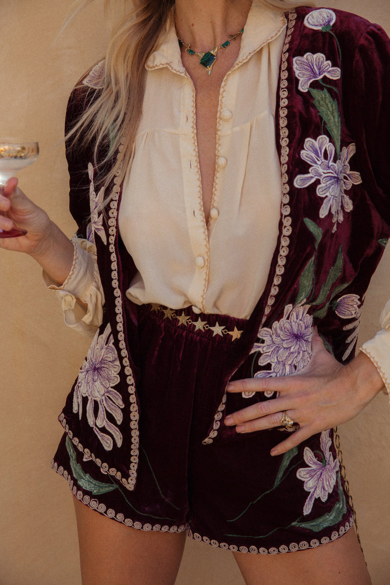 Purple Haze Silk Velvet Kimono Jacket - Mulberry - Chasing Unicorns