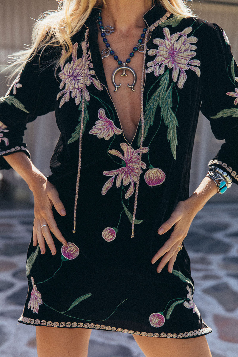 Purple Haze Silk Velvet Tunic Dress - Chasing Unicorns