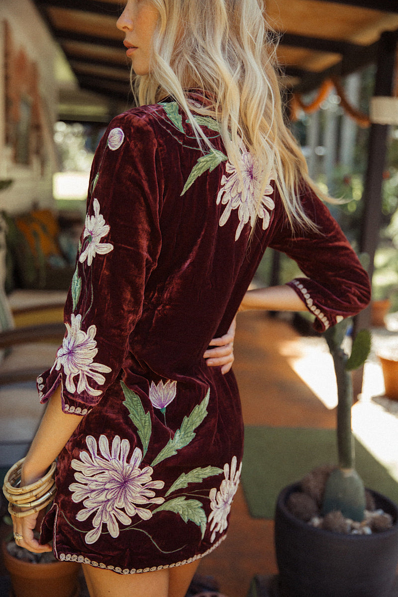 Purple Haze Silk Velvet Tunic Dress - Mulberry - Chasing Unicorns