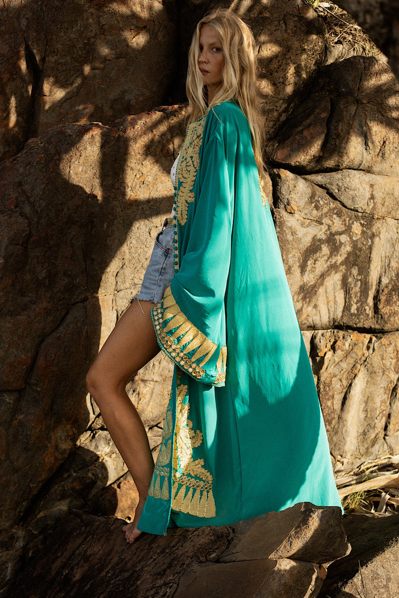 Queen Of Hearts Dream Coat - Turquoise - Chasing Unicorns