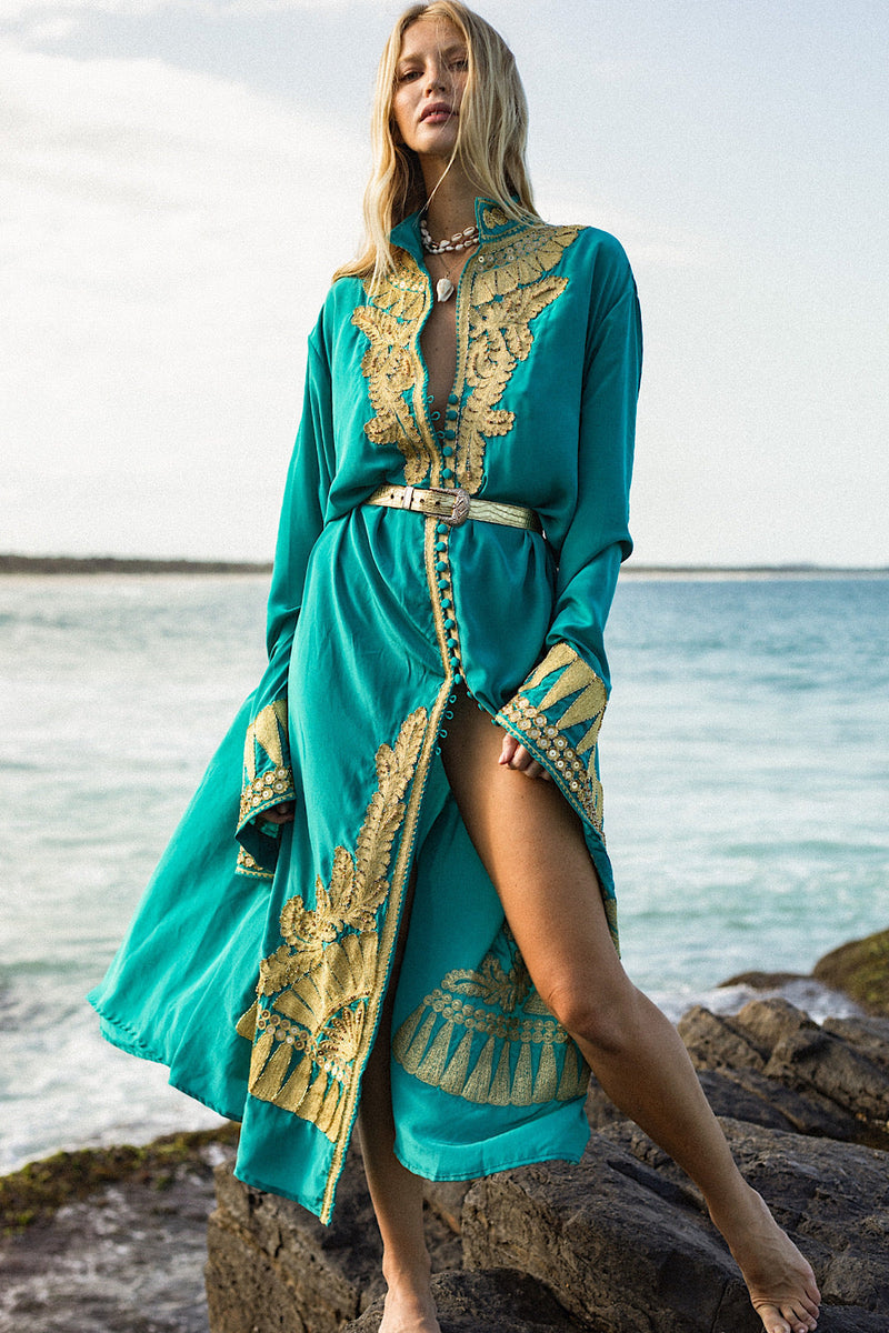 Queen Of Hearts Dream Coat - Turquoise - Chasing Unicorns