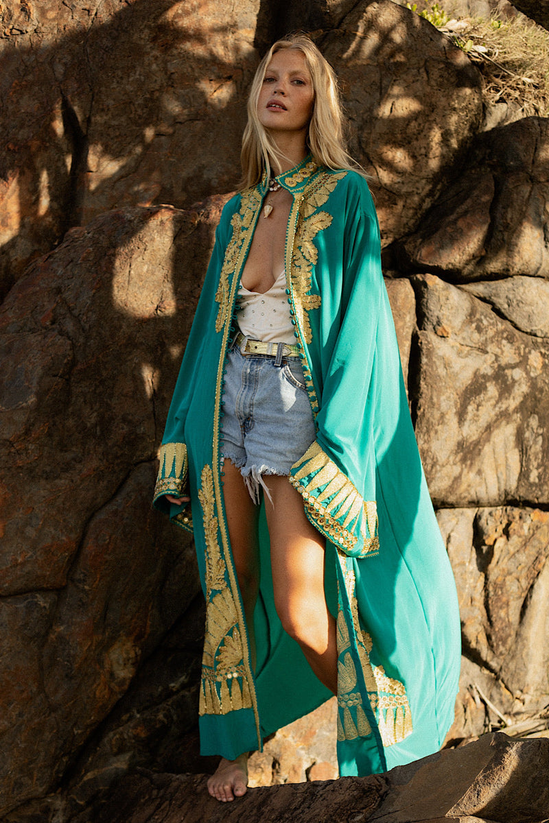 Queen Of Hearts Dream Coat - Turquoise - Chasing Unicorns