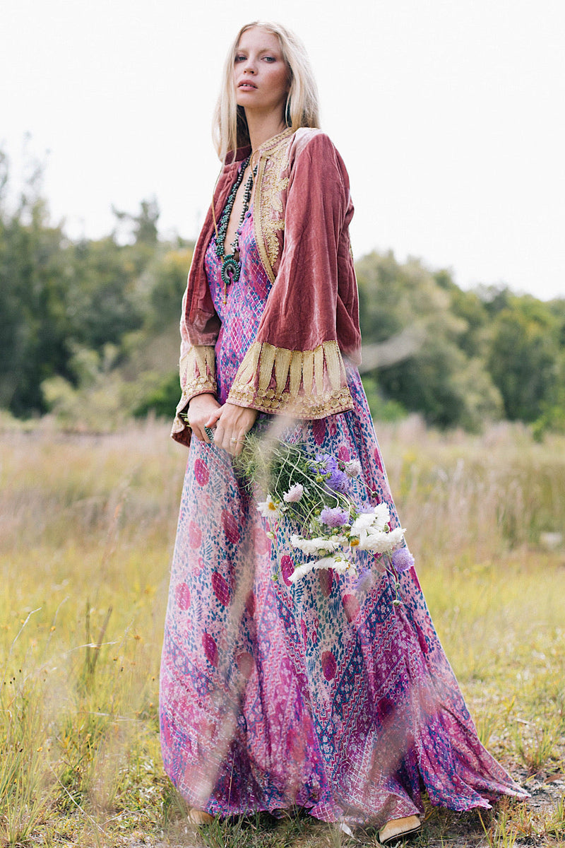 Queen Of Hearts Velvet Jacket - dusty rose - Chasing Unicorns