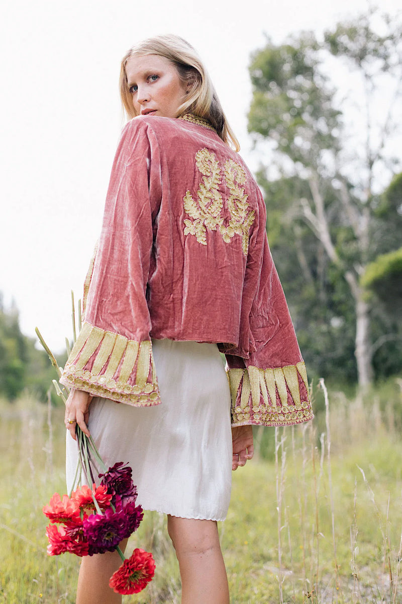 Queen Of Hearts Velvet Jacket - dusty rose - Chasing Unicorns