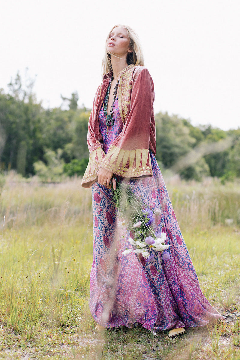 Queen Of Hearts Velvet Jacket - dusty rose - Chasing Unicorns
