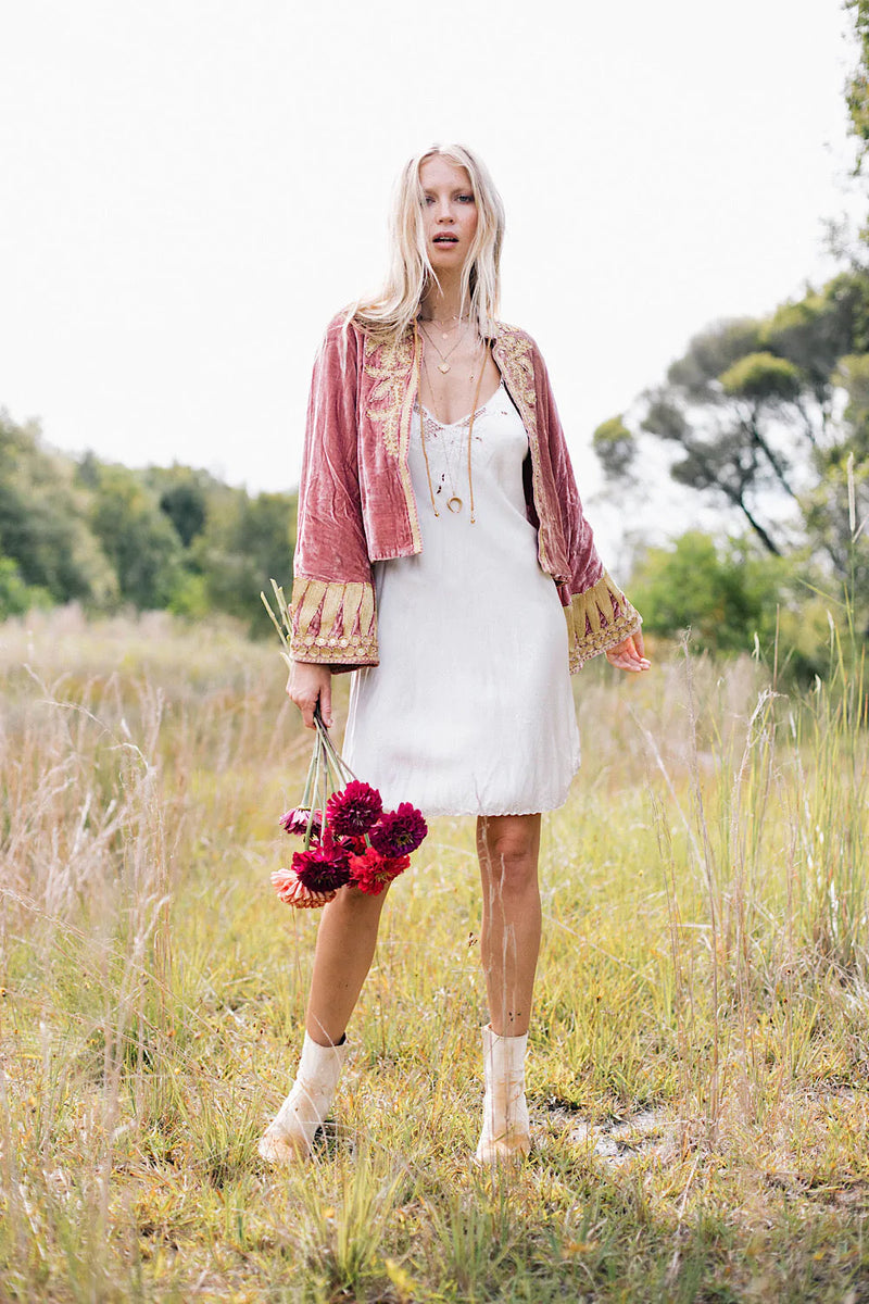 Queen Of Hearts Velvet Jacket - dusty rose - Chasing Unicorns