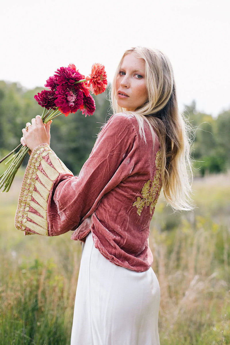 Queen Of Hearts Velvet Jacket - dusty rose - Chasing Unicorns