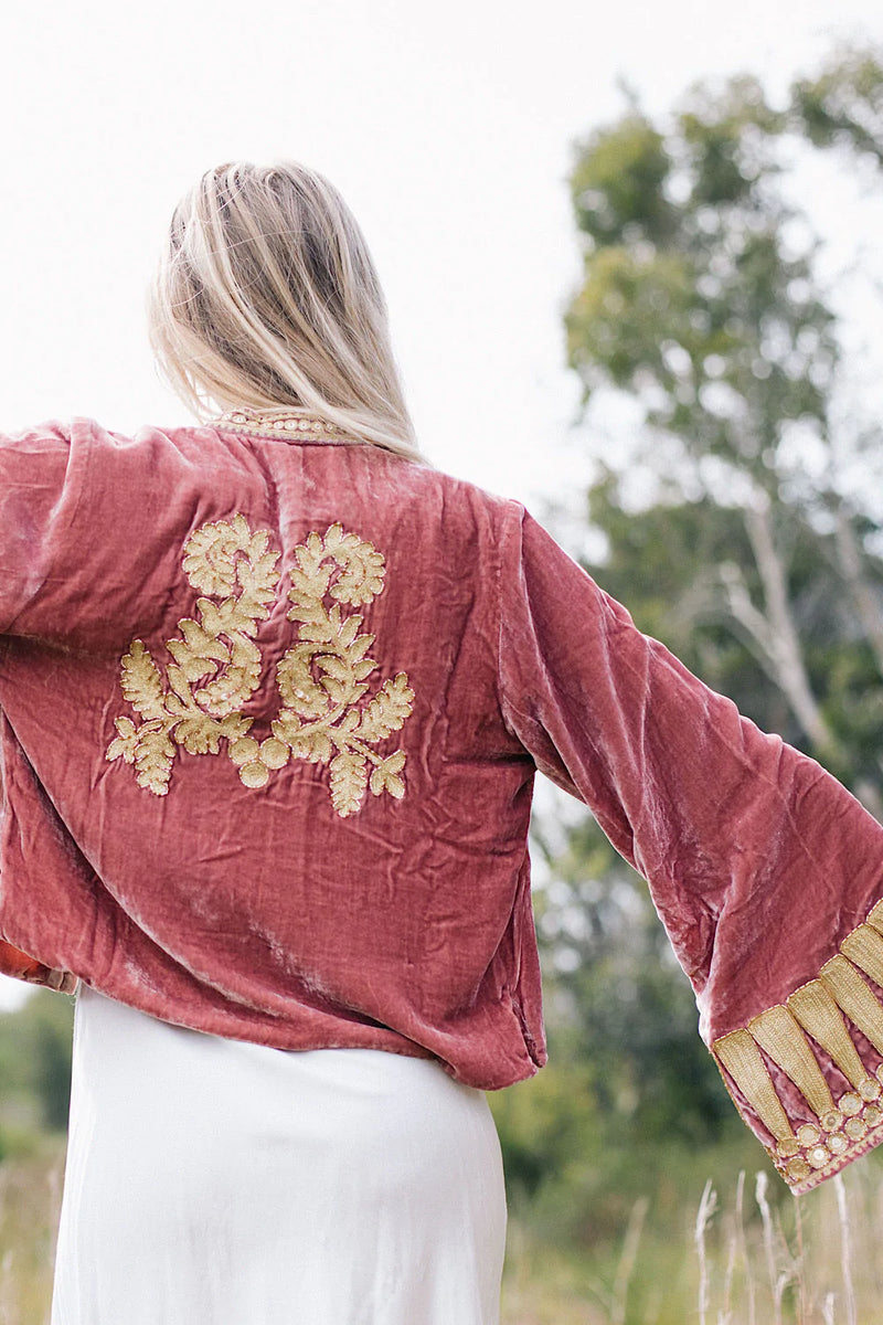 Queen Of Hearts Velvet Jacket - dusty rose - Chasing Unicorns