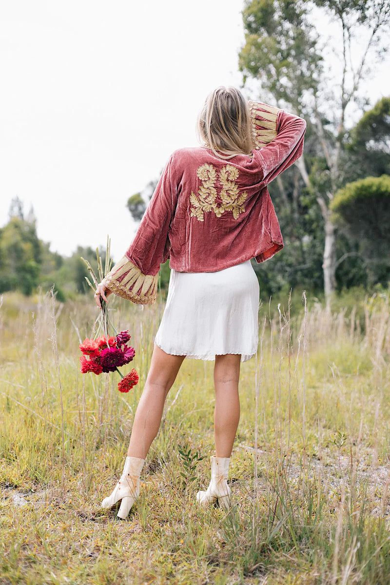 Queen Of Hearts Velvet Jacket - dusty rose - Chasing Unicorns