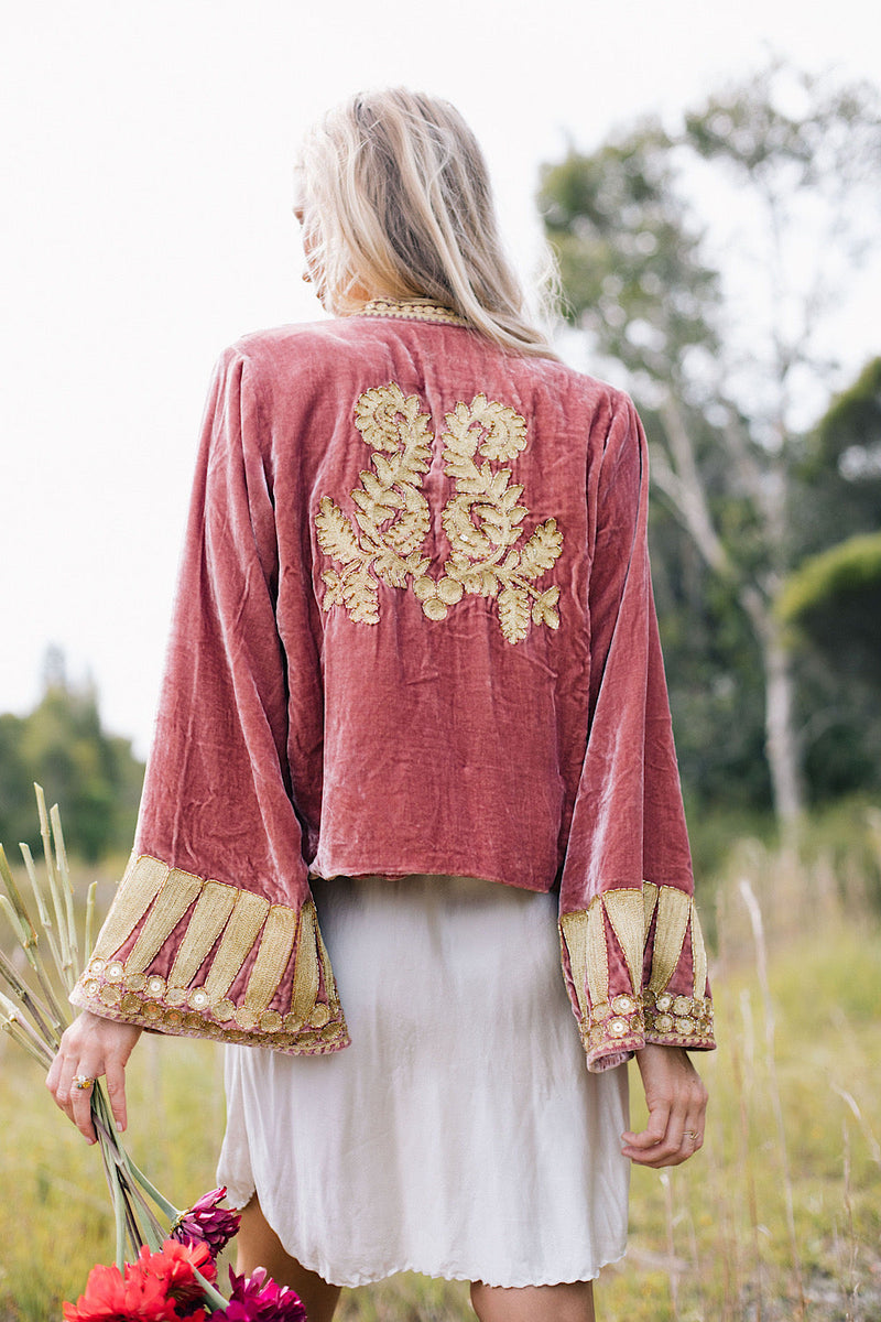 Queen Of Hearts Velvet Jacket - dusty rose - Chasing Unicorns