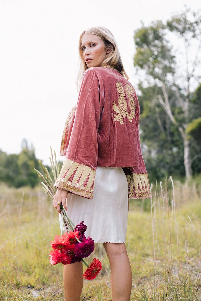 Queen Of Hearts Velvet Jacket - dusty rose - Chasing Unicorns