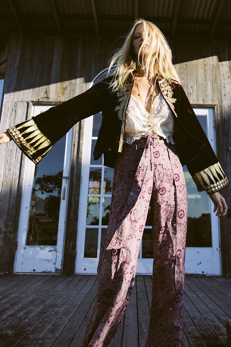 Queen Of Hearts Velvet Jacket - Garnet - Chasing Unicorns