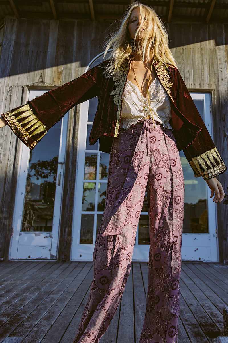 Queen Of Hearts Velvet Jacket - Garnet - Chasing Unicorns