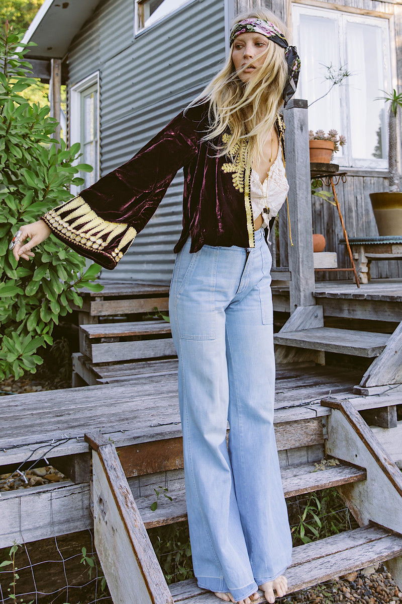 Queen Of Hearts Velvet Jacket - Garnet - Chasing Unicorns