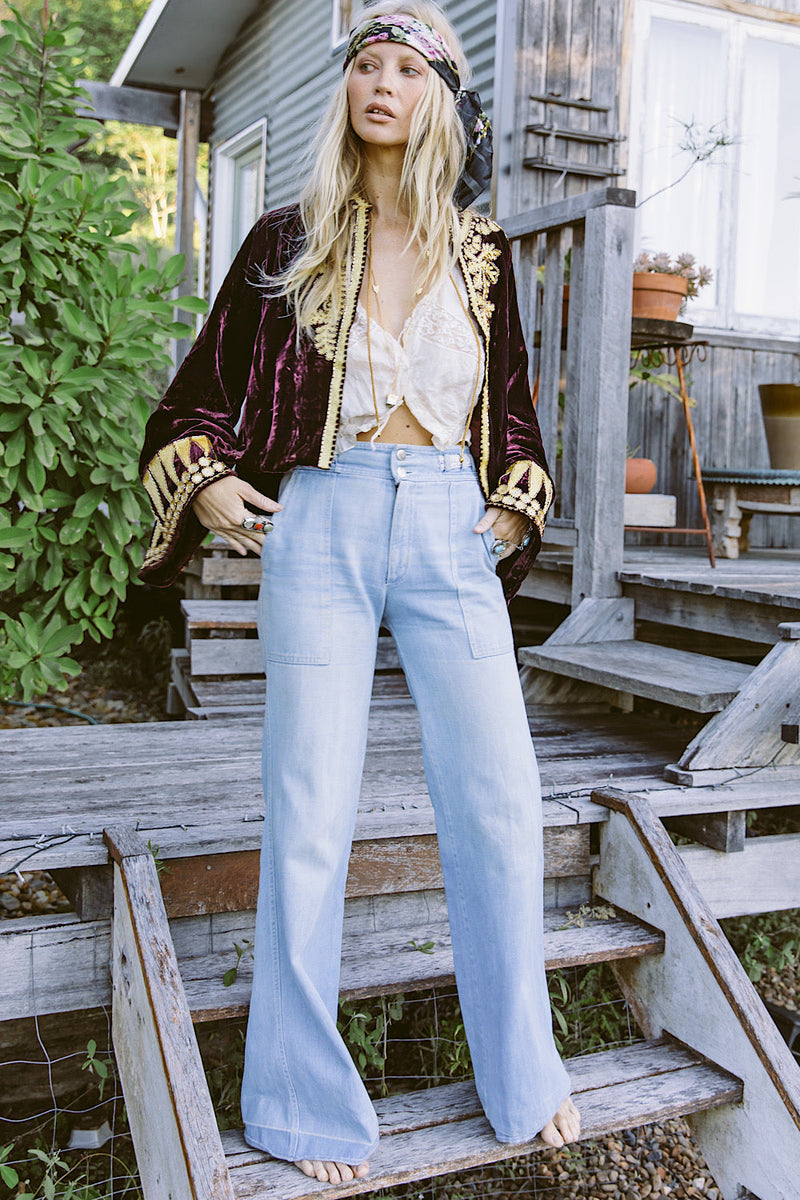 Queen Of Hearts Velvet Jacket - Garnet - Chasing Unicorns