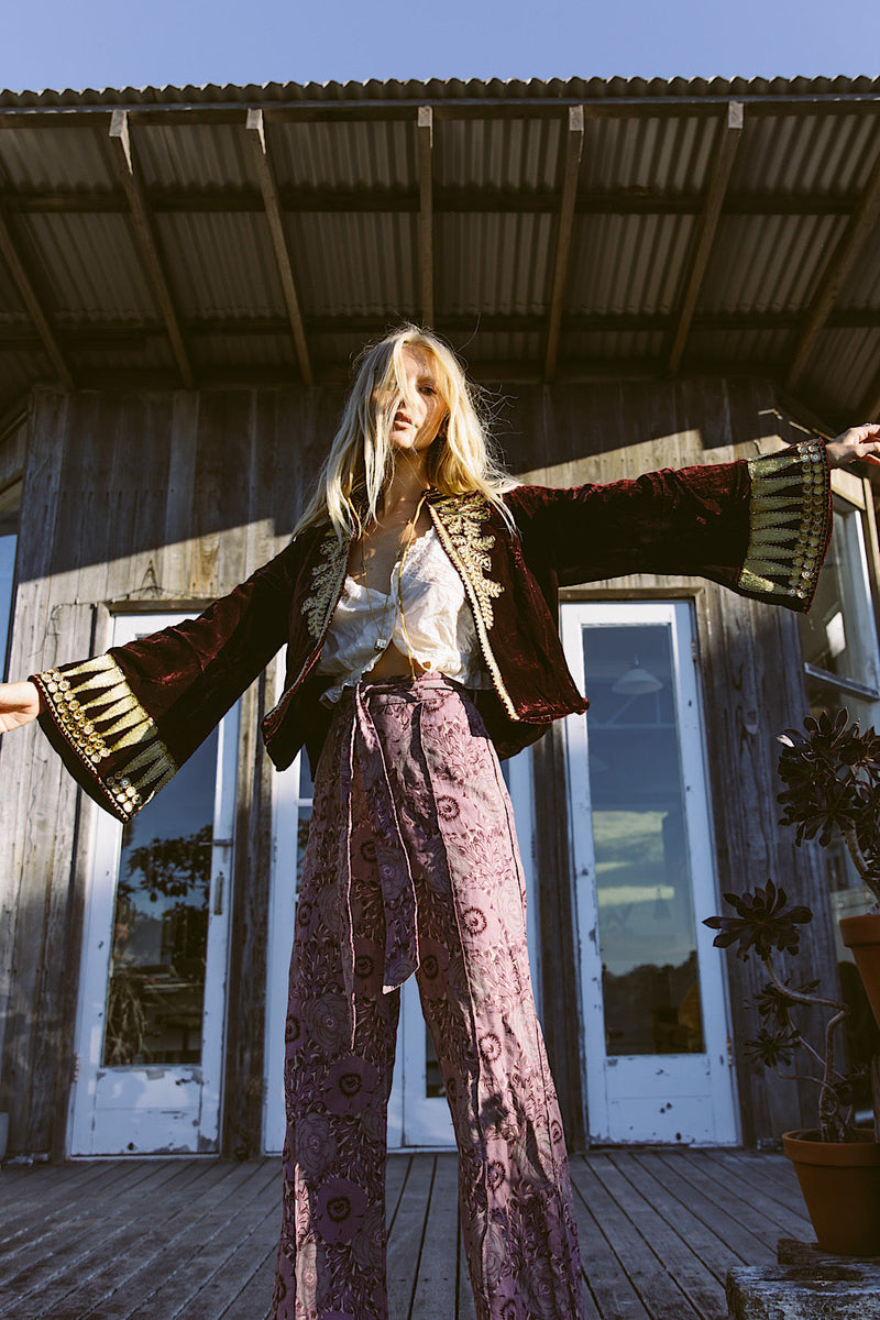 Queen Of Hearts Velvet Jacket - Garnet - Chasing Unicorns