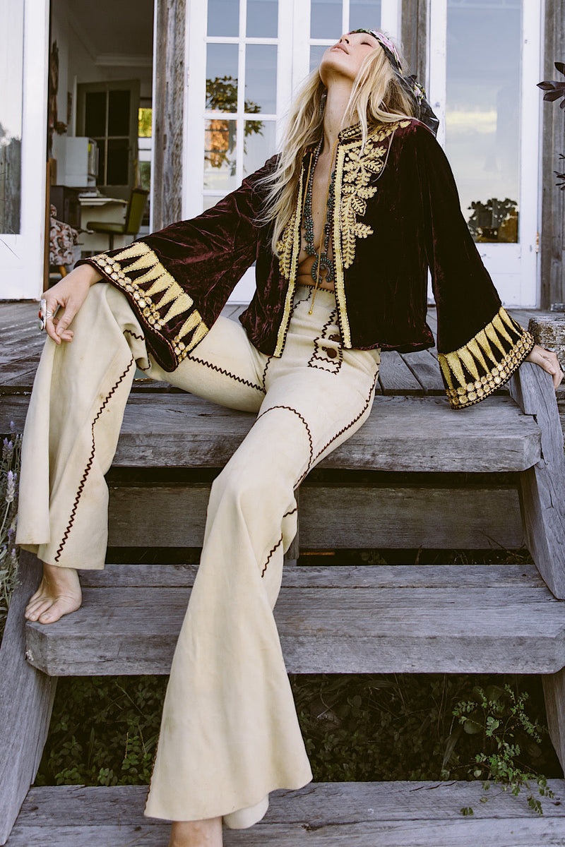 Queen Of Hearts Velvet Jacket - Garnet - Chasing Unicorns
