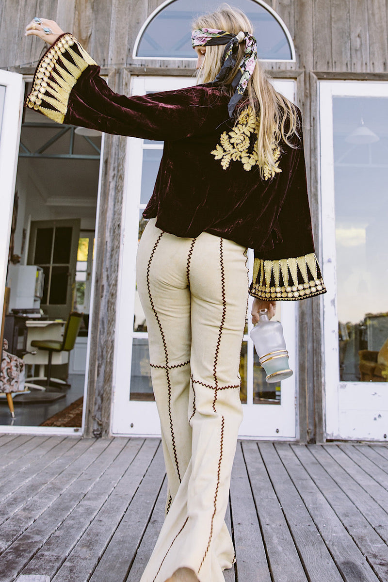 Queen Of Hearts Velvet Jacket - Garnet - Chasing Unicorns