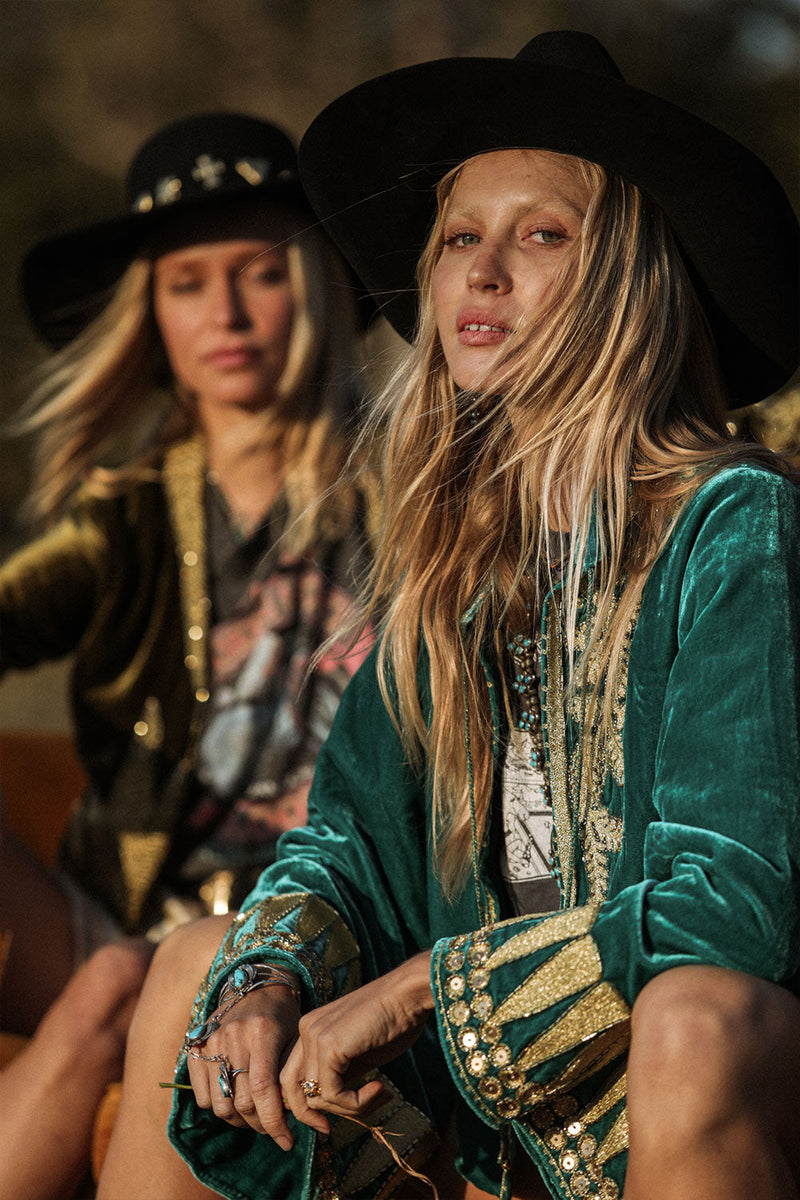 Queen Of Hearts Velvet Jacket - Turquiose - Chasing Unicorns