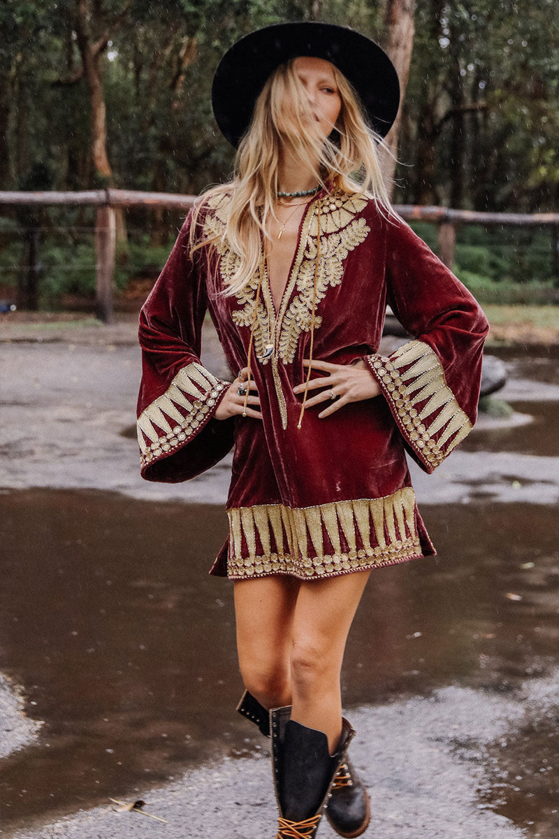 Queen Of Hearts Velvet Tunic Dress - Chasing Unicorns