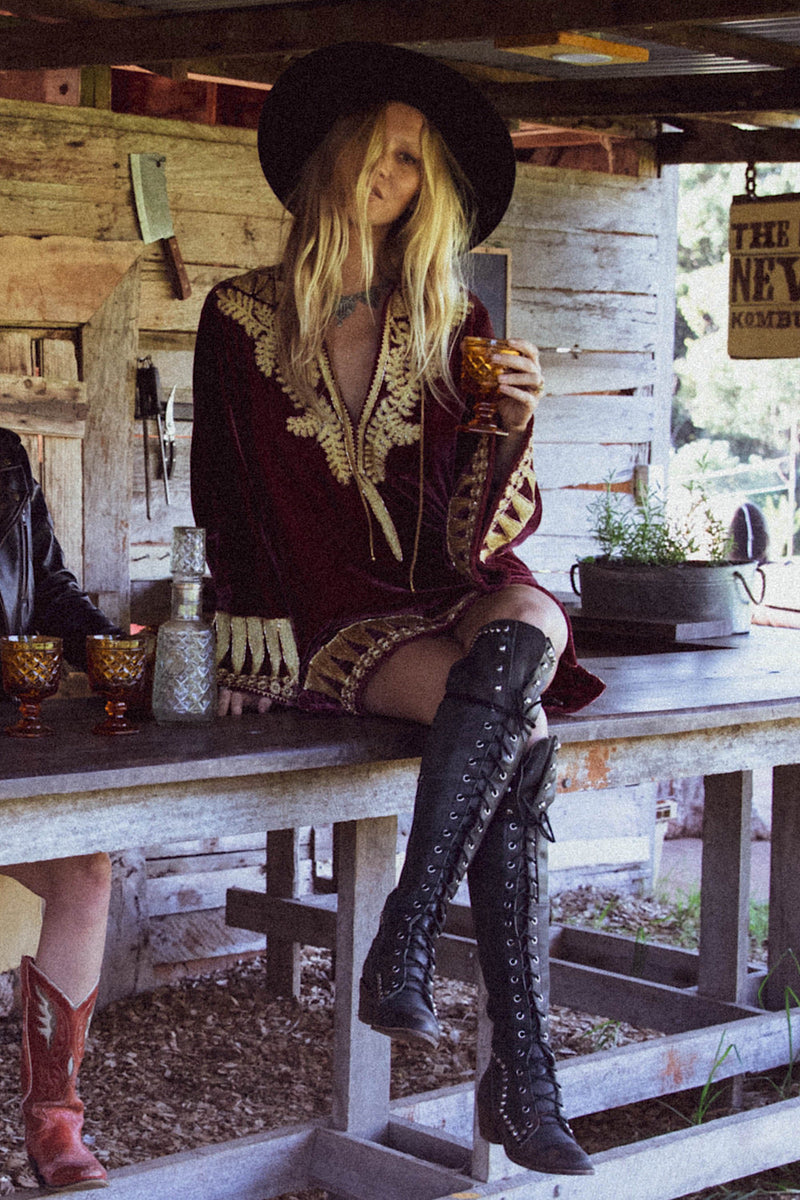 Queen Of Hearts Velvet Tunic Dress - Chasing Unicorns