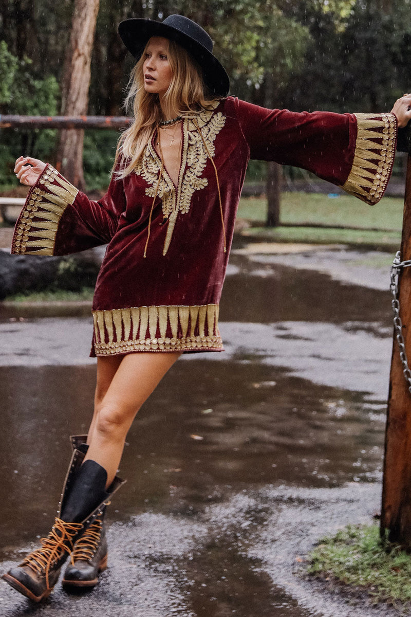 Queen Of Hearts Velvet Tunic Dress - Chasing Unicorns