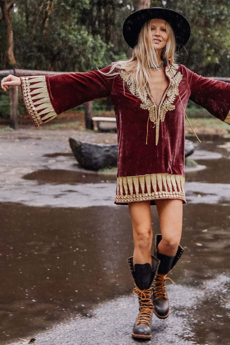 Queen Of Hearts Velvet Tunic Dress - Chasing Unicorns