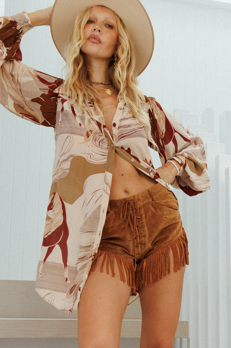 Ramblin’ Man Velvet + Suede Shorts - Chasing Unicorns