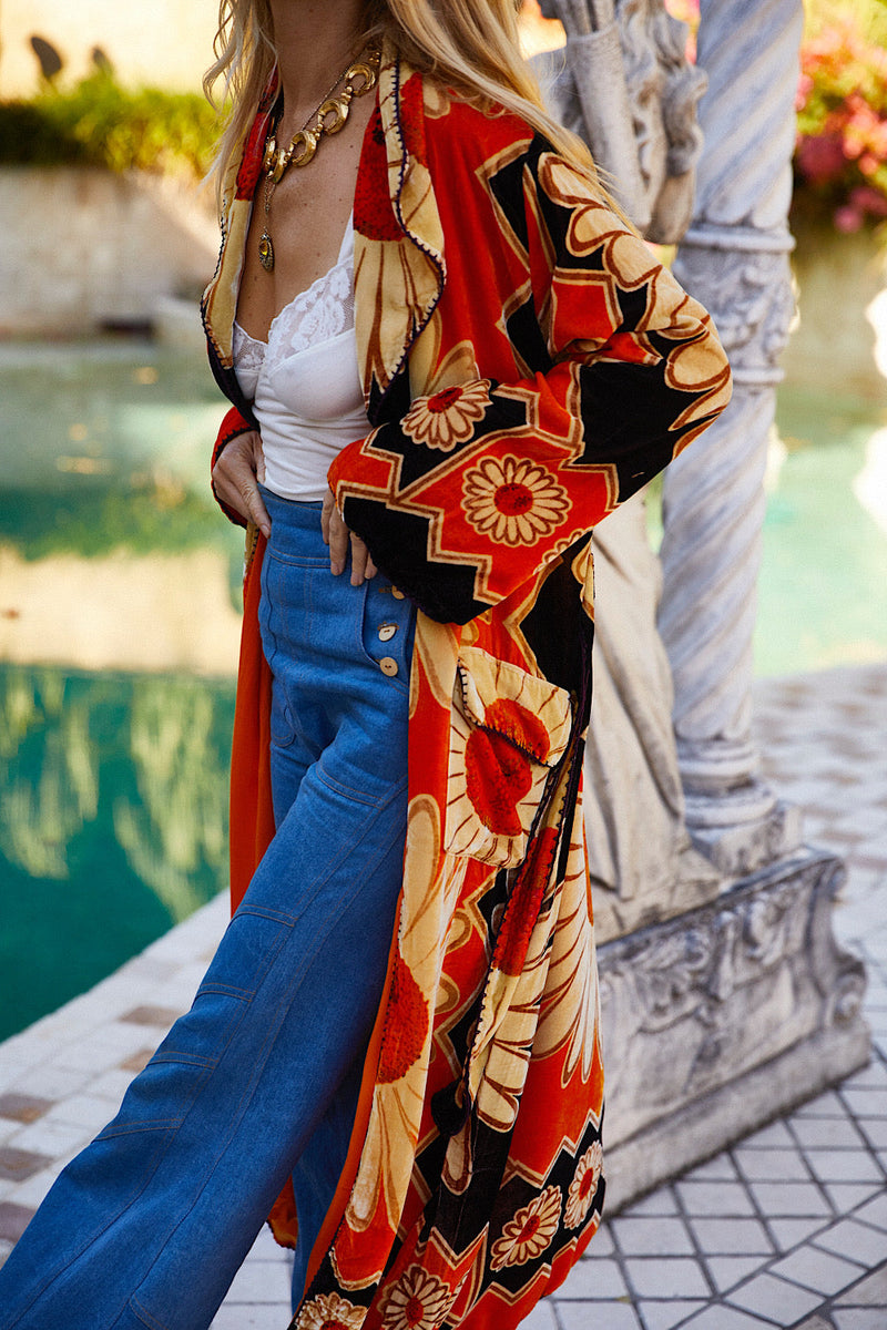 Red Hot Cotton Denim Patchwork Flares - Chasing Unicorns