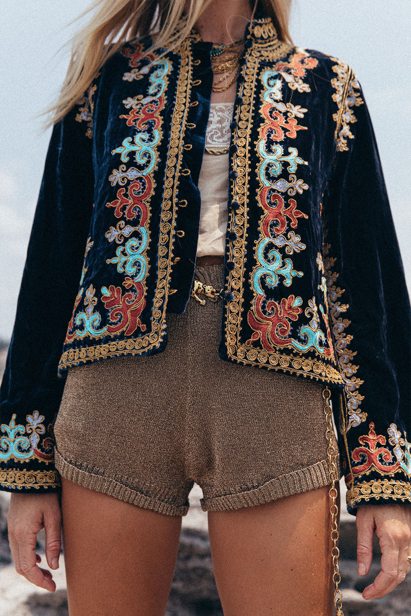 Revolution Velvet Jacket- Navy - Chasing Unicorns