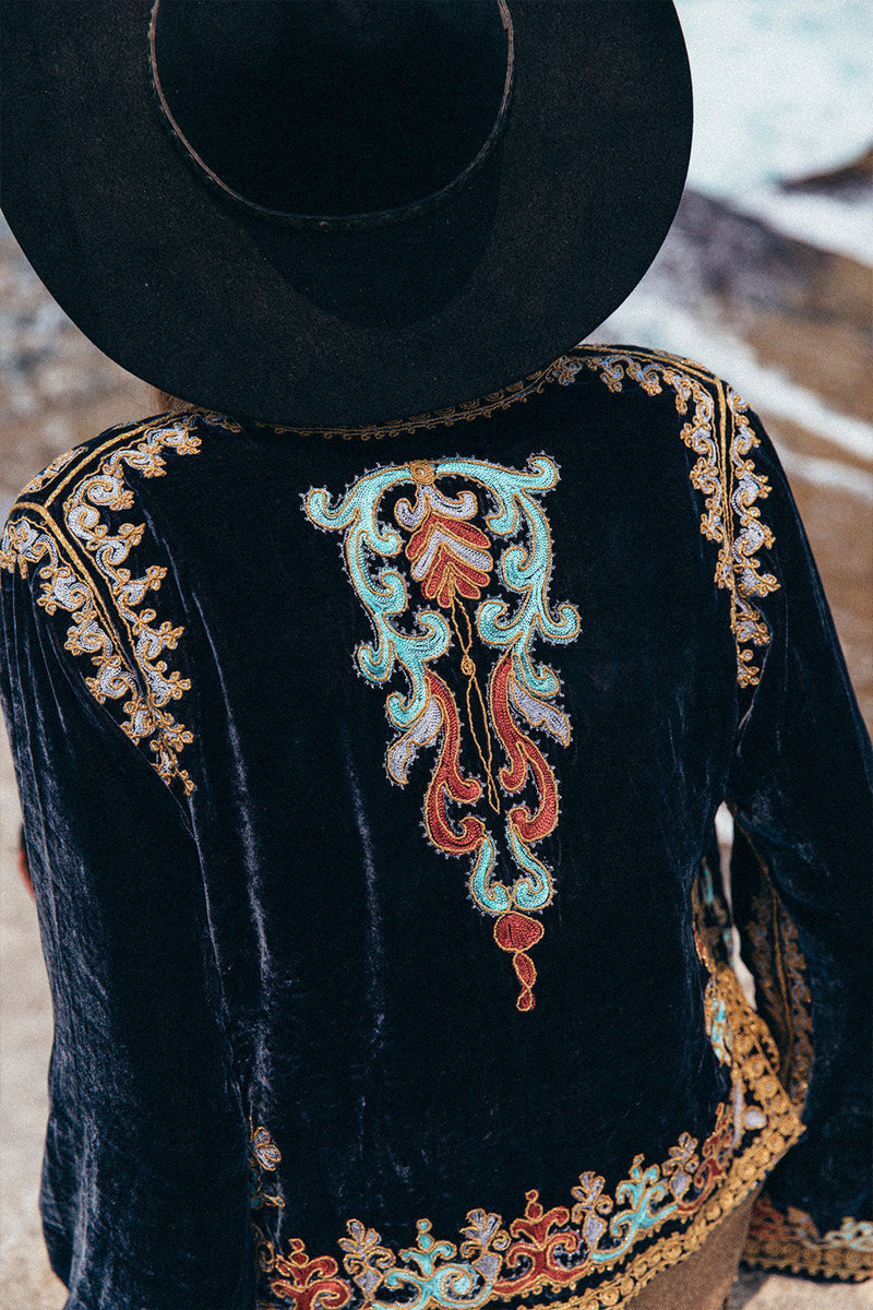 Revolution Velvet Jacket- Navy - Chasing Unicorns