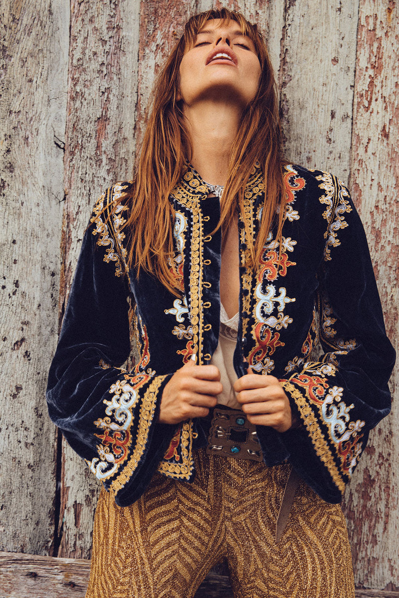 Revolution Velvet Jacket- Navy - Chasing Unicorns