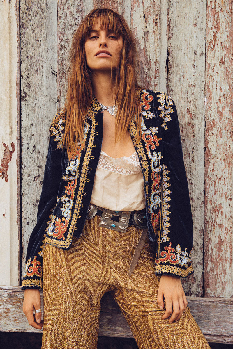 Revolution Velvet Jacket- Navy - Chasing Unicorns