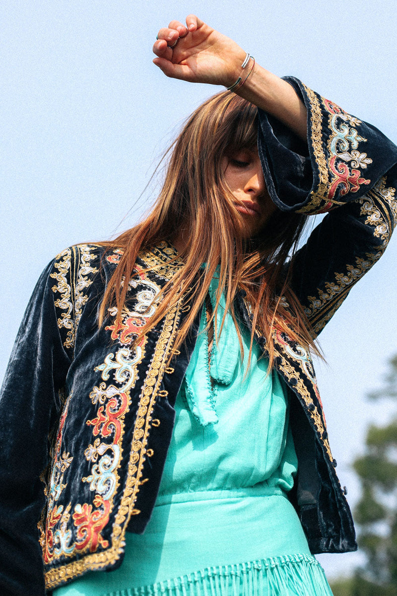 Revolution Velvet Jacket- Navy - Chasing Unicorns