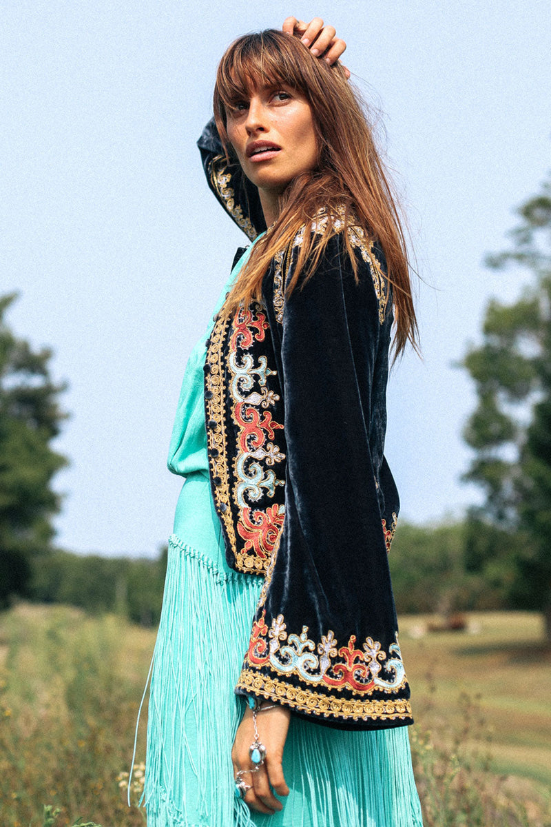 Revolution Velvet Jacket- Navy - Chasing Unicorns