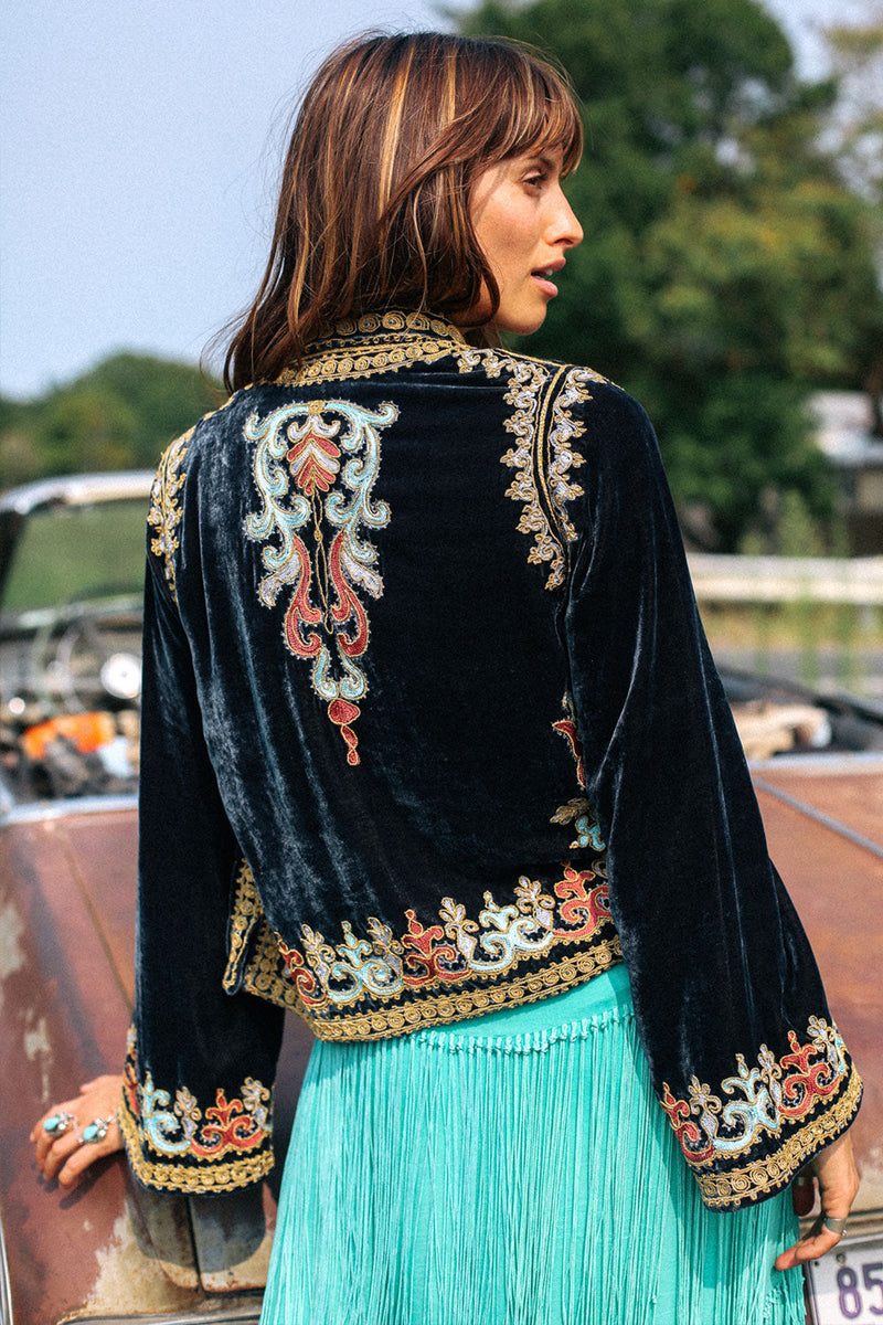 Revolution Velvet Jacket- Navy - Chasing Unicorns