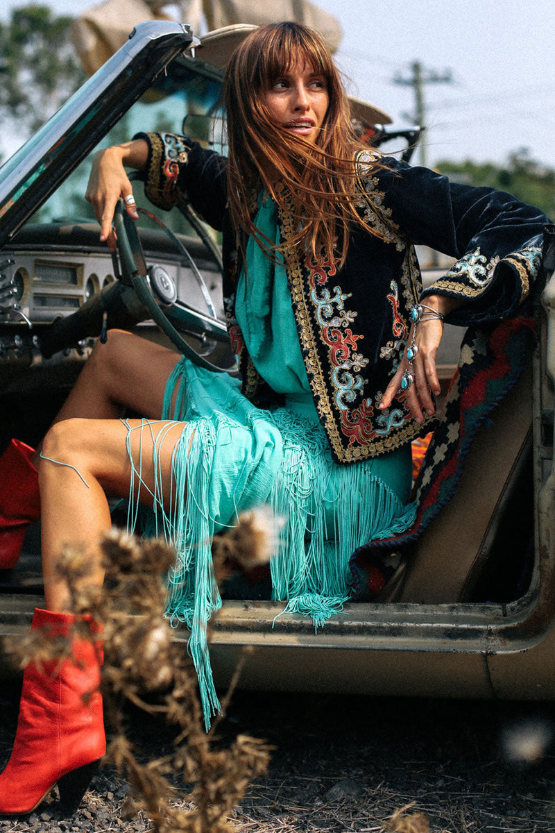 Revolution Velvet Jacket- Navy - Chasing Unicorns