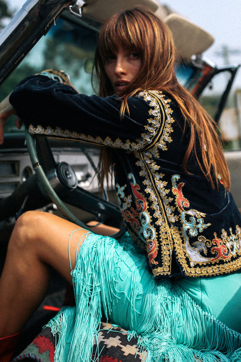 Revolution Velvet Jacket- Navy - Chasing Unicorns