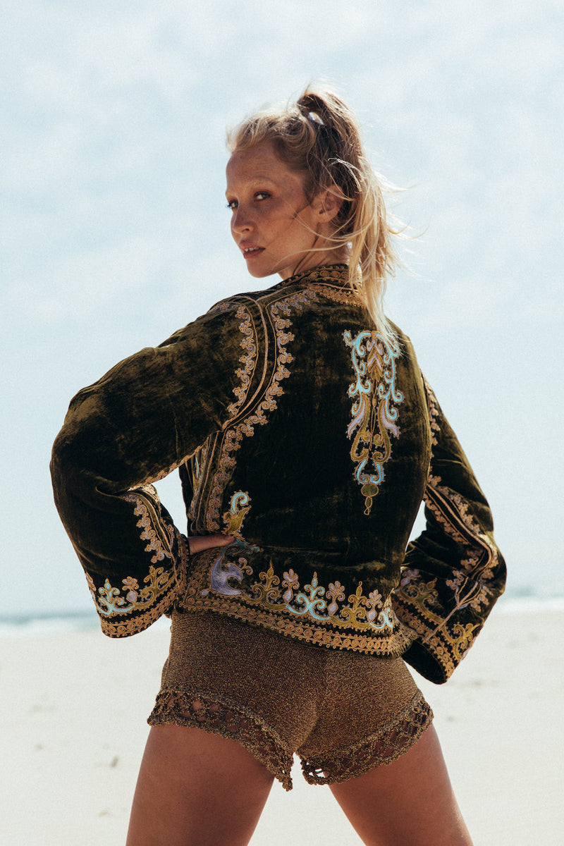 Revolution Velvet Jacket- Olive - Chasing Unicorns