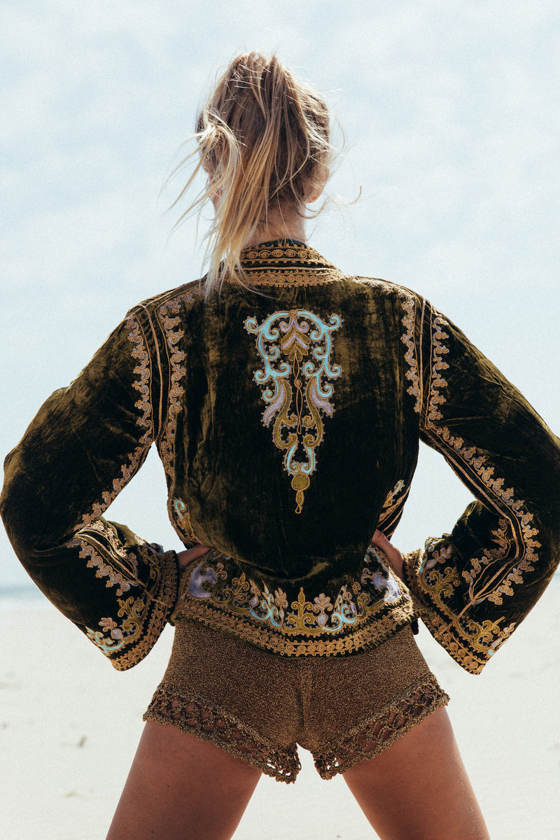 Revolution Velvet Jacket- Olive - Chasing Unicorns