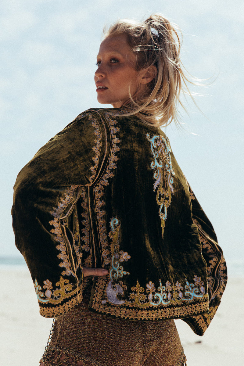 Revolution Velvet Jacket- Olive - Chasing Unicorns