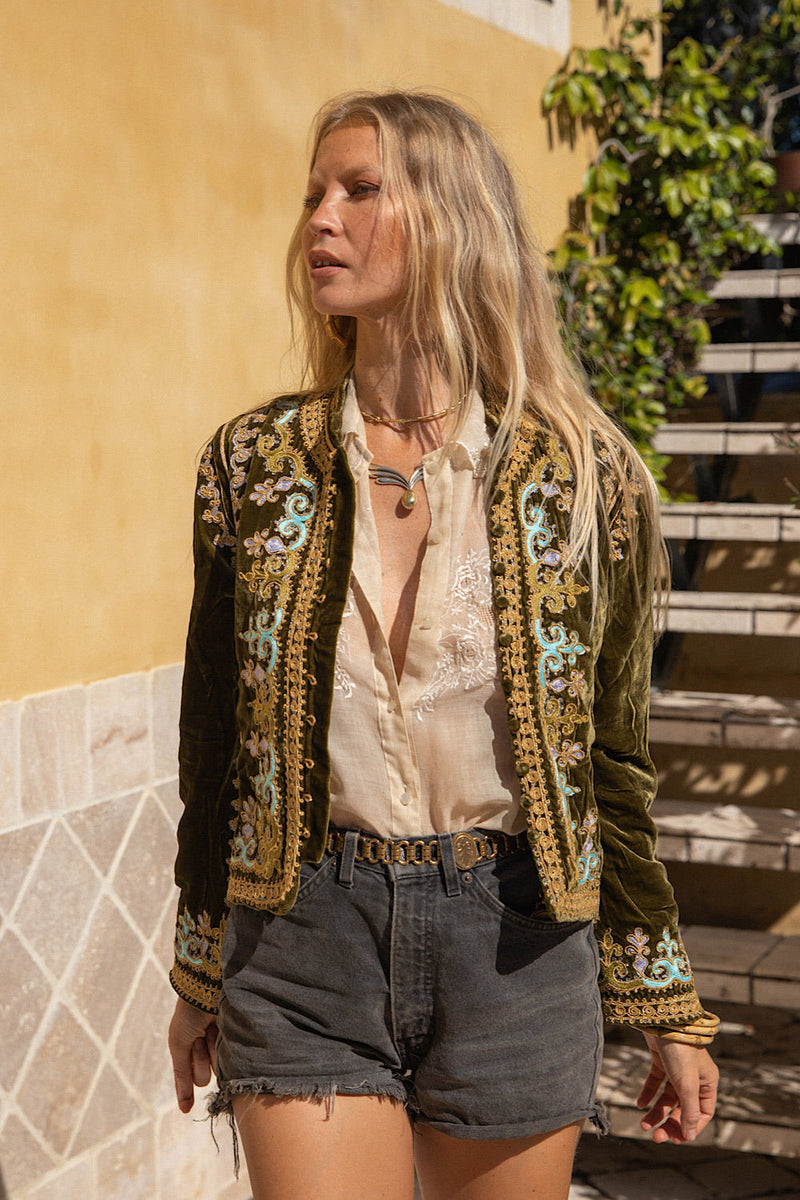 Revolution Velvet Jacket- Olive - Chasing Unicorns